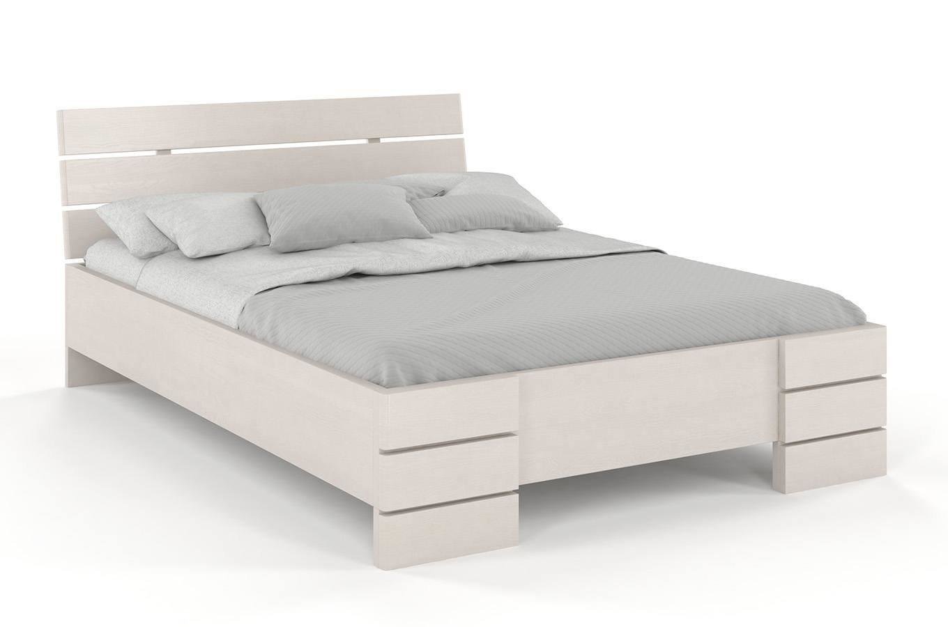Łóżko drewniane sosnowe Visby Sandemo High & LONG (długość + 20 cm) / 180x220 cm, kolor biały
