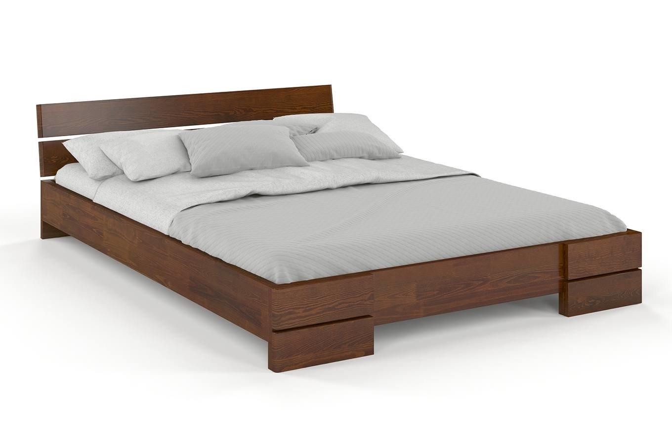 Łóżko drewniane sosnowe Visby Sandemo LONG (długość + 20 cm) / 140x220 cm, kolor orzech