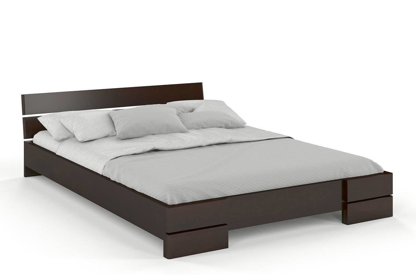 Łóżko drewniane sosnowe Visby Sandemo LONG (długość + 20 cm) / 180x220 cm, kolor palisander