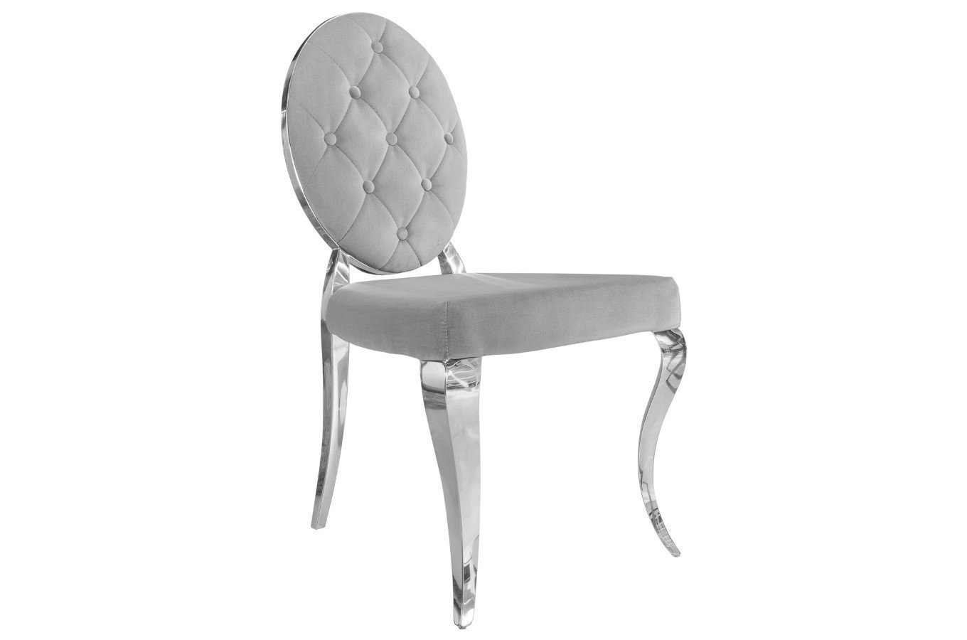 Szare krzesło tapicerowane MODERN BAROCK z okrągłym oparciem w stylu glamour / zestaw 2 krzeseł