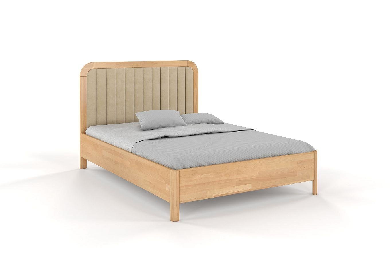 Tapicerowane łóżko drewniane bukowe Visby MODENA z wysokim zagłówkiem / 180x200 cm, kolor naturalny, zagłówek Casablanca 2302