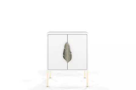 Biała szafka nocna Skandica MERLIN ze złotymi dodatkami / szer. 54 cm