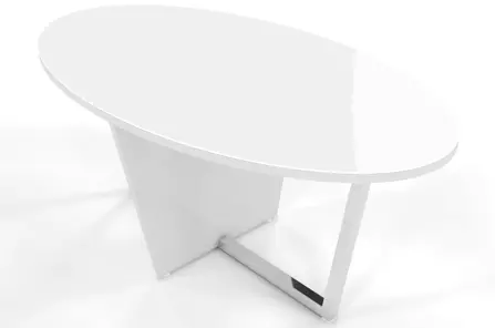 Biały stolik kawowy Dancan ROCKET z białym szklanym blatem i srebrną nogą