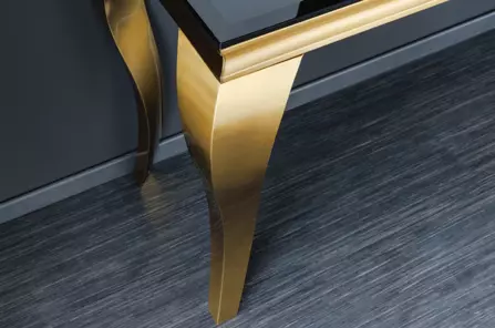 Czarna konsola do przedpokoju MODERN BAROCK w stylu glamour na złotych nogach