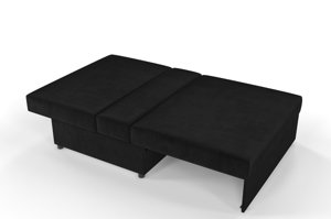 Czarna rozkładana sofa Dancan OLGA z funkcją spania i pojemnikiem na pościel / szerokość 116 cm