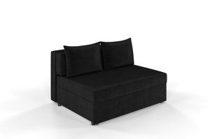 Czarna rozkładana sofa Dancan OLGA z funkcją spania i pojemnikiem na pościel / szerokość 136 cm