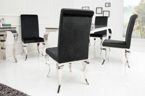 Czarne krzesło tapicerowane MODERN BAROCK w stylu glamour / zestaw 2 sztuk