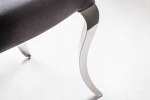 Czarne krzesło tapicerowane MODERN BAROCK z okrągłym oparciem w stylu glamour / zestaw 2 sztuk