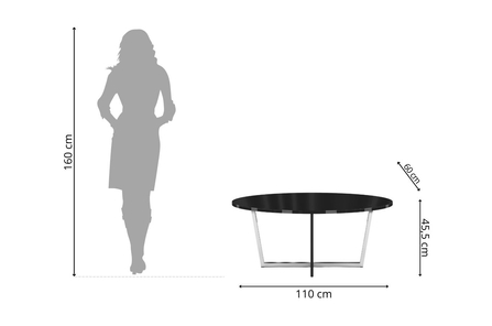 Czarny stolik kawowy Dancan ROCKET z czarnym szklanym blatem i srebrną nogą 