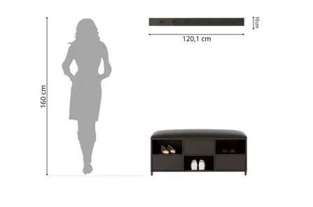 Czarny wieszak na ubrania Skandica RIVA / szerokość 120 cm