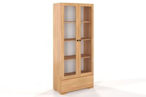 Drewniana bukowa witryna ze szklanymi drzwiami Visby SANDEMO 1S80 / kolor biały