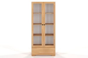 Drewniana bukowa witryna ze szklanymi drzwiami Visby SANDEMO 1S80 / szer. 80 cm