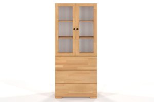 Drewniana bukowa witryna ze szklanymi drzwiami Visby SANDEMO 3S80 / kolor palisander