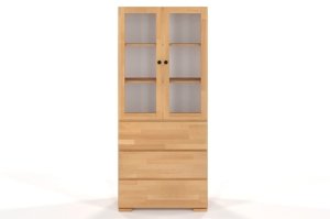 Drewniana bukowa witryna ze szklanymi drzwiami Visby SANDEMO 3S80 / szer. 80 cm