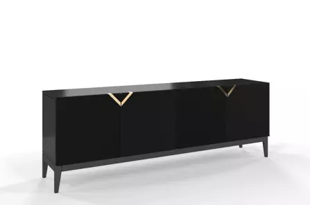 Drewniana komoda Visby DEMI LONG / kolor czarny / szer. 201,5 cm