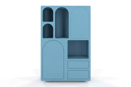 Drewniana komoda z łukami Visby OLIMPIA HIGH / kolor pastelowy niebieski / szer. 80 cm