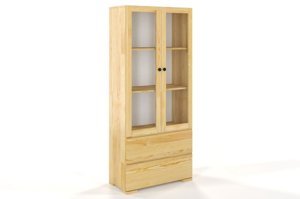 Drewniana sosnowa witryna ze szklanymi drzwiami Visby SANDEMO 2S80 / kolor palisander