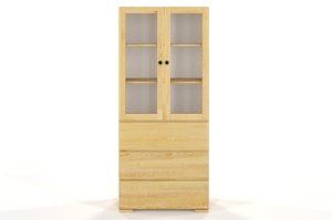 Drewniana sosnowa witryna ze szklanymi drzwiami Visby SANDEMO 3S80 / szer. 80 cm