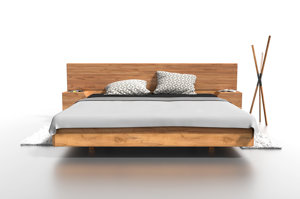 Drewniane łóżko do sypialni MUTOMBO z szafkami nocnymi