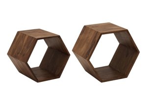 Drewniany stolik HEXAGON w kształcie sześciokąta / zestaw 2 sztuk