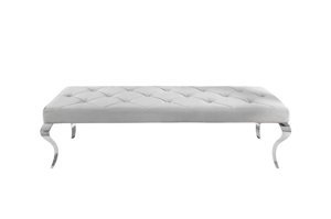 Elegancka ławka MODERN BAROCK ze srebrnym siedziskiem i srebrnymi nogami / 170x48cm