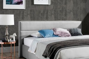 Eleganckie łóżko tapicerowane do sypialni URBANO z poziomymi przeszyciami na zagłówku