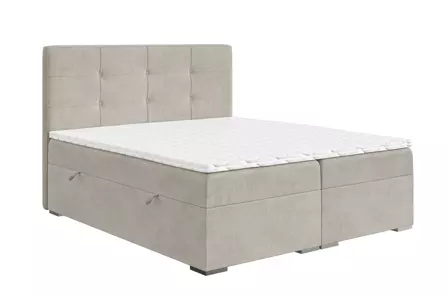 Eleganckie tapicerowane łóżko kontynentalne do sypialni CESAR z pojemnikiem na pościel