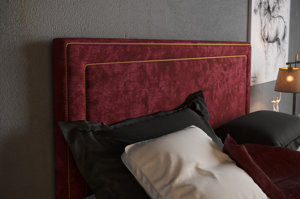 Eleganckie tapicerowane łóżko kontynentalne do sypialni TOMASSO z pojemnikiem na pościel