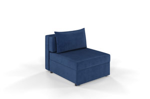 Granatowa rozkładana sofa Dancan OLGA z funkcją spania i pojemnikiem na pościel / szerokość 86 cm