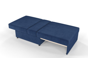 Granatowa rozkładana sofa Dancan OLGA z funkcją spania i pojemnikiem na pościel / szerokość 86 cm
