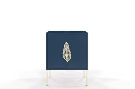 Granatowa szafka nocna Skandica MERLIN ze złotymi dodatkami / szer. 54 cm