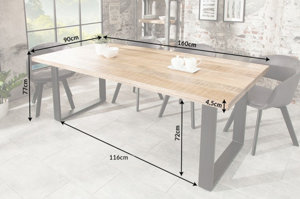 Industrialny stół IRON CRAFT z blatem z drewna mango / 90x160 cm, nogi stalowe antracytowe