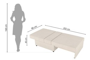 Jasno-szara rozkładana sofa Dancan OLGA z funkcją spania i pojemnikiem na pościel / szerokość 86 cm