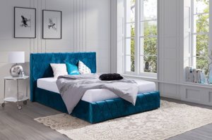 Klasyczne łóżko tapicerowane do sypialni BIANCA pikowane guzikami wzór karo