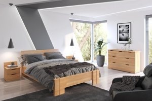 Łóżko drewniane bukowe Visby Arhus High BC Long (Skrzynia na pościel) / 120x220 cm, kolor naturalny