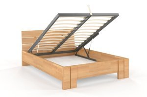 Łóżko drewniane bukowe Visby Arhus High BC Long (Skrzynia na pościel) / 140x220 cm, kolor biały