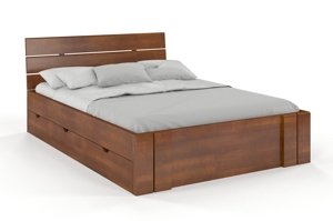Łóżko drewniane bukowe Visby Arhus High Drawers (z szufladami)