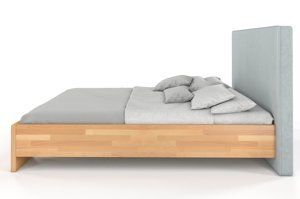 Łóżko drewniane bukowe Visby HESSEL z tapicerowanym zagłówkiem 