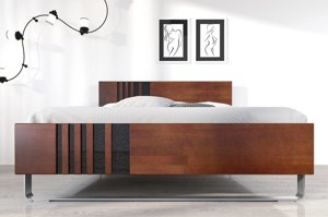 Łóżko drewniane bukowe Visby KIELCE / 140x200 cm, kolor orzech