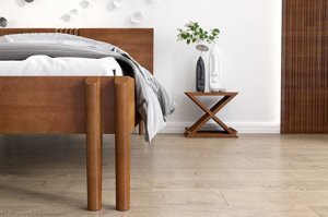 Łóżko drewniane bukowe Visby POZNAŃ / 140x200 cm, kolor orzech