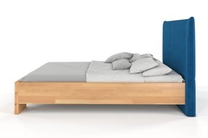 Łóżko drewniane bukowe Visby SANTAP z tapicerowanym zagłówkiem