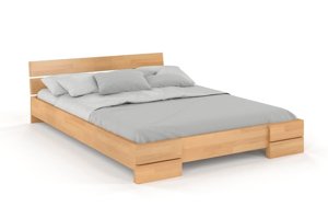 Łóżko drewniane bukowe Visby Sandemo / 140x200 cm, kolor palisander
