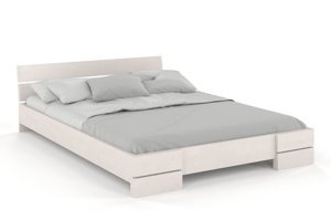 Łóżko drewniane bukowe Visby Sandemo / 160x200 cm, kolor biały