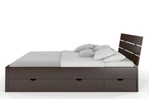 Łóżko drewniane bukowe Visby Sandemo High Drawers (z szufladami) / 140x200 cm, kolor biały
