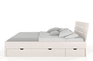 Łóżko drewniane bukowe Visby Sandemo High Drawers (z szufladami) / 140x200 cm, kolor orzech