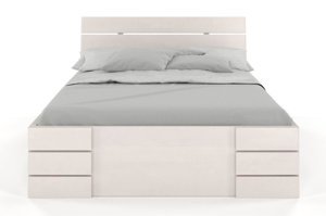 Łóżko drewniane bukowe Visby Sandemo High Drawers (z szufladami) / 90x200 cm, kolor biały