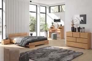 Łóżko drewniane bukowe Visby Sandemo LONG (długość + 20 cm) / 200x220 cm, kolor naturalny