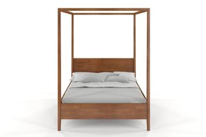 Łóżko drewniane bukowe z baldachimem Visby CANOPY / 120x200 cm, kolor orzech