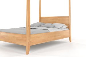 Łóżko drewniane bukowe z baldachimem Visby CANOPY / 140x200 cm, kolor palisander