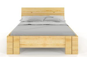 Łóżko drewniane sosnowe Visby Arhus High / 200x200 cm, kolor orzech